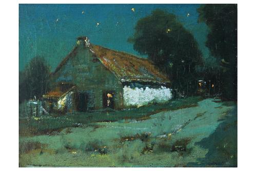 Dark Barn or Barn at Night, by Charles Rollo Peters (1862-1928), oil on canvas, City of Monterey Charles Rollo Peters III Collection.