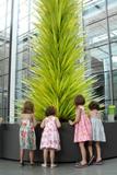 Young fans of the Lime Green Icicle Tower (l-r) Jane Caputo, Maisie Fitzpatrick, Audrey Fitzpatrick, and Allison Caputo, donated some of their piggy-bank money to the sculpture acquisition fund at the Museum of Fine Arts, Boston.