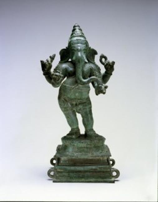 A nearly 1,000-year- old bronze sculpture of the Hindu god Ganesha.