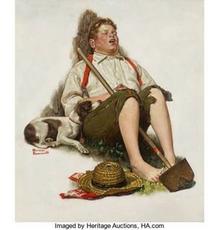 Norman Rockwell’s endearing Lazybones (Boy Asleep With Hoe), also known as Taking a Break, is expected to sell for more than $1 million in Heritage Auctions’ Nov.  3 American Art Auction in Dallas.