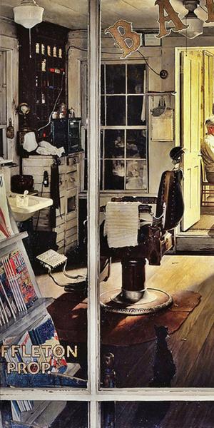 Norman Rockwell’s Shuffleton’s Barbershop (1950)