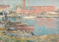 Childe Hassam (1859-1935) The Red Mill, Cos Cob, 1896.  Oil on canvas.  17 ¼ x 24 ¼ inches