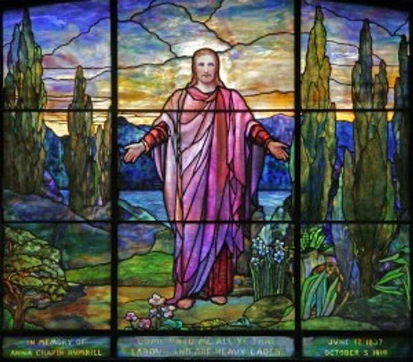 Louis Comfort Tiffany, New York, Come Unto Me, 1924, Favrile glass; 72” x 76”