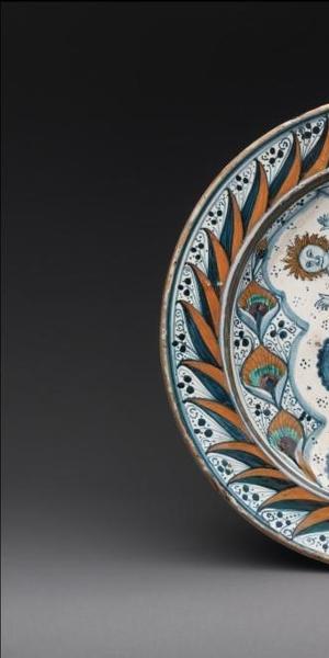 Plate with the Visconti arms, ca.  1480-1500.  Italian, probably Deruta.  Maiolica (tin-glazed earthenware); Overall (confirmed): H.  3 5/16 x Diam.  15 in.  (8.4 x 38.1 cm).  The Metropolitan Museum of Art, New York, Fletcher Fund, 1946 (46.85.16)