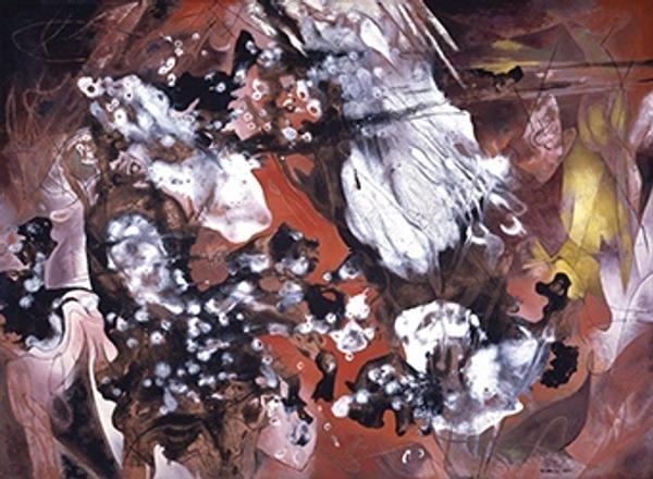 Nebula Near Mars, 1959, by Vance Kirkland (1904–1981), oil paint and water on linen, 44 x 60 in., Collection of Kirkland Museum of Fine & Decorative Art, Denver.