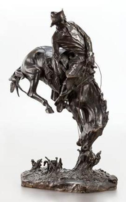 – Frederick Remington’s The Outlaw No.  5, an important lifetime casting and cornerstone of frontier art and sculpture, is estimated to bring $800,000 in Heritage Auctions’ Nov.  14 Western and California Art Signature® Auction in Dallas.  Considered one of Remington’s most dynamic sculptures, the bronze highlights more than 130 lots of fine art by Thomas Hill, Carl Rungius, Edgar Payne, Leon Gaspard, Guy Rose, Birger Sandzén, William Robinson Leigh, and G.  Harvey.  With just 15 original casts 