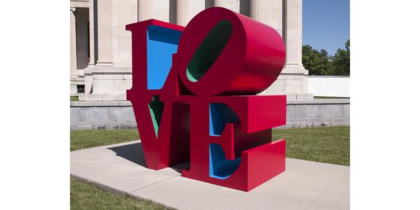 Robert Indiana (American, 1928-2018).  Polychrome aluminum, edition AP 2 0f 2; 96 x 96 x 48 inches (243.8 x 243.9 x 121.9 cm) Private Collection.  © 2018 Morgan Art Foundation Ltd.  / Artists Rights Society (ARS), NY.  Photograph courtesy of the Albright-Knox Art Gallery, Buffalo, NY.