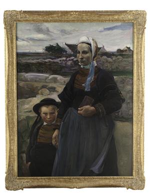 A painting titled “Rentrant de L’eglise Penmarc’h” by Elizabeth Nourse is estimated to bring anywhere between $30,000/50,000.