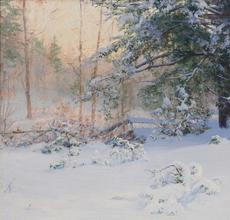 WALTER LAUNT PALMER (1854‒1932) The First Snow, 1898.  Oil on canvas.  16 x 24 inches.  Signed lower right