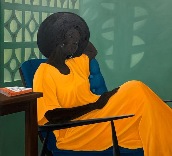 Peter Uka, Reflecting, 2020, Oil on canvas, 110 x 120 cm, Courtesy of the artist and Mariane Ibrahim.