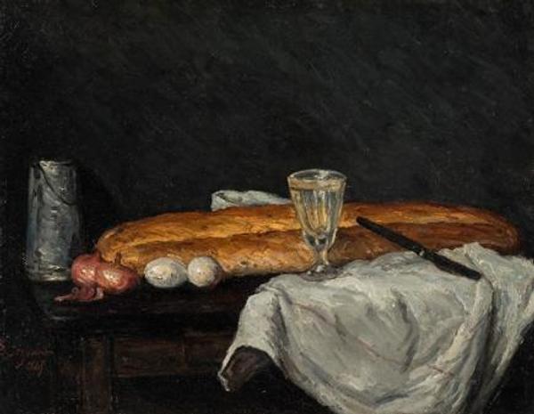 Paul Cézanne (1839–1906), France, Still Life with Bread and Eggs, 1865, oil on canvas, Cincinnati Art Museum; Gift of Mary E.  Johnston, 1955.73