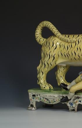 A Rare Staffordshire Pearlware Table Base Group of ‘The Death of Munroe,’ 1820/30