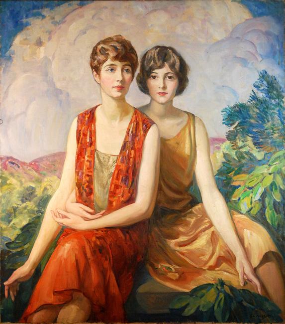 G.  Laurence Nelson, Portrait of My Wife and Beatrice Oil on canvas, 48 ¾ x 34 Collection of Kent Historical Society 