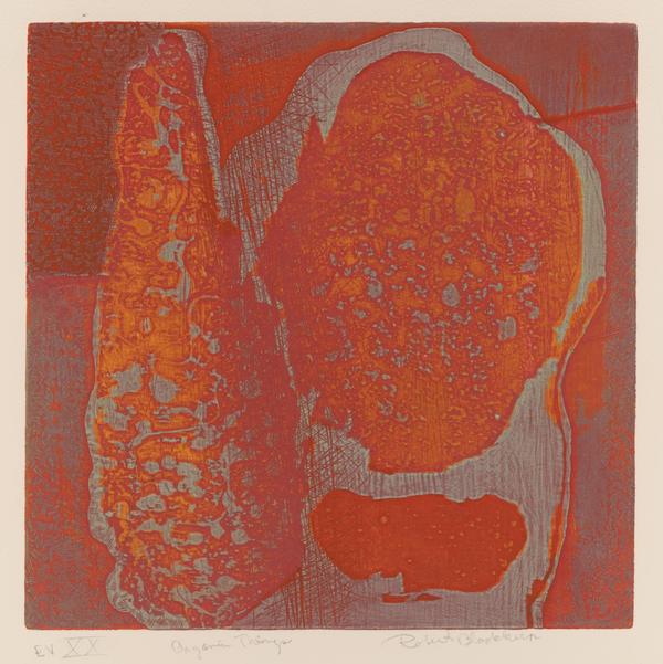 Robert Blackburn, Organic Things XX, 2002-03, intaglio viscosity monoprint, image 13 3/4 x 13 3/4 sheet 22 1/4 x 23" 