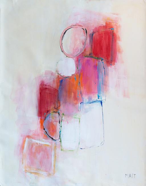 Janet Mait, "Raspberry," acrylic on canvas, 60 x 48, 2020