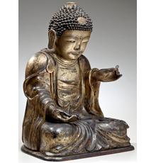 Attributed to Gyeju (flourished ca.  1680s).  Seated Buddha, Korea, 17th century, Joseon Period (1392–1912).  Wood, lacquer, gold, and rock crystal.  Newark Museum, Purchase 2013 Mr.  and Mrs.  William V.  Griffin Fund, 2013.26