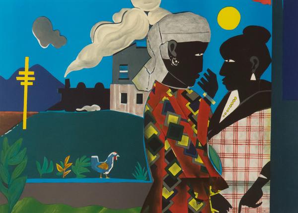 Romare Bearden (1914-1988), The Conversation, 1979, lithograph.  Collection of Tougaloo College Art Collection, Mississippi, 2002.089.  