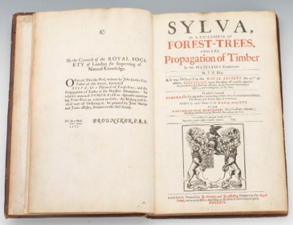 Lot 345.  Sylva, or a discourse of forest-trees, and the Propagation of Timber in His Majesties Dominions" by John L.  Evelyn.  1664