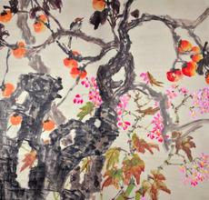 "Persimmon Time" by Gao Jianfu.  4 panels.  Gianguan Auctions, June 9 sale.  