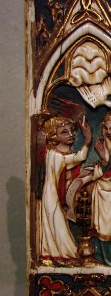 A Gothic diptych with ivory carvings, l'Annonciation et la Visitation 