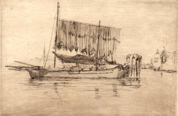 James McNeill Whistler, Fishing Boat, 1879-1880, etching on laid paper, Syracuse University