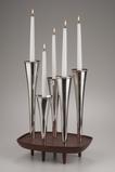 Candelabrum in sterling silver with walnut base, made in 1970 (estimate: $4,000–$8,000).