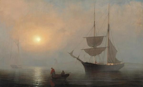 Fitz Henry Lane, Ship in Fog, Gloucester Harbor, ca.  1860.  Oil on canvas.  61 x 99 cm (24 x 39 in.) Princeton University Art Museum.  Museum purchase made possible by the Fowler McCormick, Class of 1921, Fund; the Kathleen C.  Sherrerd Program Fund for American Art; and Celia A.  Felsher, Class of 1976, and John L.  Cecil, Class of 1976