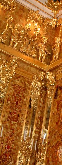 View of the Amber Room recreated in the Catherine Palace.