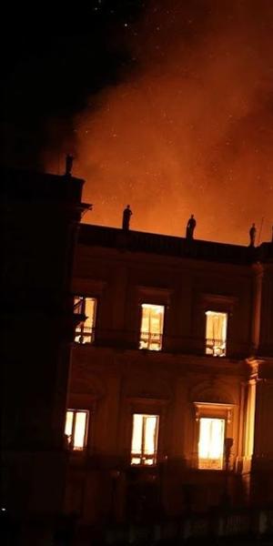 Screenshot from YouTube of the fire at Brazil's National Museum on Sept.  2, 2018.