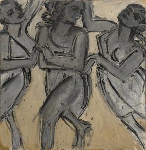 Lester Johnson, Three Graces II, 1967.  oil on canvas, 73 x 48” 