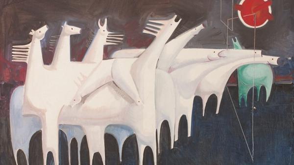 Kadhim Hayder, Fatigued Ten Horses Converse with Nothing, 1965, Barjeel Art Foundation