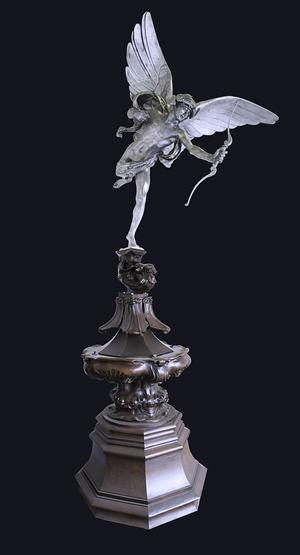 Sir Alfred Gilbert MVO RA, 1854-1934, Eros, 5-10, 1893, Aluminium with bronze base, 94 inches incl.  bronze scroll, courtesy of The Fine Art Society