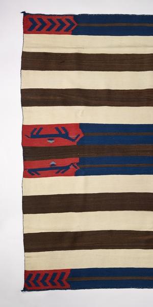 Pictorial Man’s Wearing Blanket, Chief’s Blanket The Navajo Nation, 1855-1865 Native handspun wool, bayeta and natural dye The Lucke Collection, T073-2017, 4 