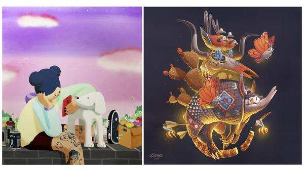 Work by Imon Boy (left), Work by Stom500 (right)