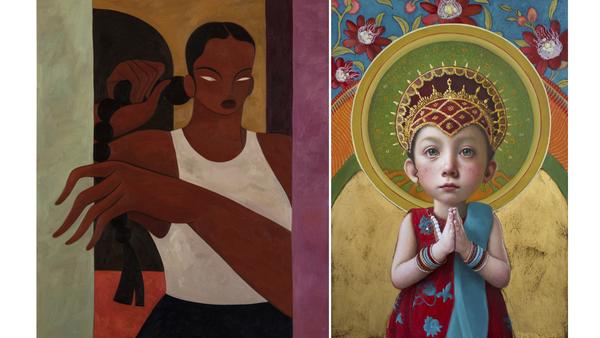 Work by Hilda Palafox (left) and Olga Esther (right)