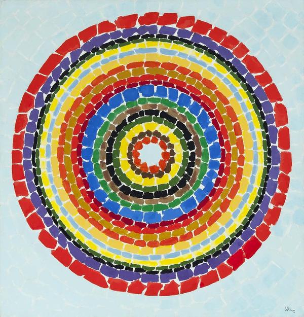 Alma Thomas (1891-1978) Lunar Rendezvous-Circle of Flowers, 1969 oil on canvas 50" x 48", signed and dated