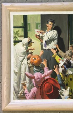 Original paintings will include this original oil on board Halloween scene by Tom Lovell, titled Trick or Treat.