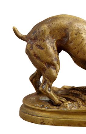 This bronze sculpture by 19th century French artist Henri Emile Adrien Trodoux, titled Boxer Dog and a Rat, signed, four inches tall, will come up for bid June 4-5 in New Orleans, La.