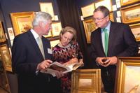 William Vareika of William Vareika Fine Arts (RI) speaking with Dr.  Elliot Bostwick-Davis, Chair, Art of the Americas, MFA Boston, and Malcolm Rogers, Director, MFA Boston at The Ellis Boston Antiques Show Gala.  