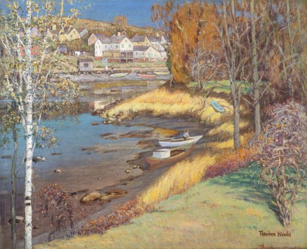 'The Lower River, Ipswich,' circa 1908, by Theodore Wendel (1857-1932), oil on canvas mounted to panel, 30 1/2 x 37 1/2 inches, signed lower right: 'Theodore Wendel'