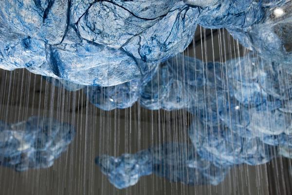 Beili Liu, After All / Mending The Sky, 2018- ongoing, Silk, cyanotype, sewing needle, thread, wire, hardware, dimensions variable, 2017 © Beili Liu Studi