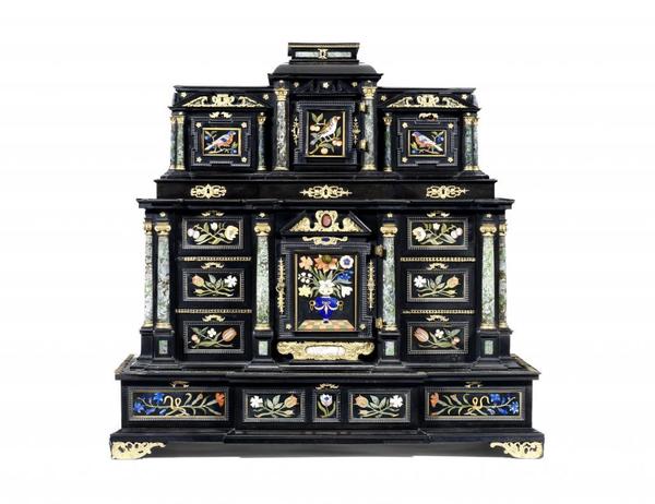 A masterpiece of German and Italian craftsmanship with Florentine Grand Ducal pietre dure panels, from the famed Ballyfin House in Ireland