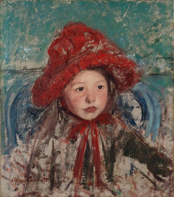 Mary Cassatt, American, 1844-1926, Little Girl in a Large Red Hat, ca.  1881.  Oil on canvas, 43.8 x 38.7 cm.  Princeton University Art Museum.  Museum purchase, Fowler McCormick, Class of 1921, Fund.