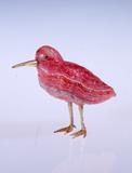  Figure of a Dunlin; prior to 1899; rose jasper, 14-karat gold, cabochon emerald.