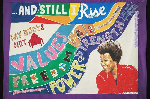 Banner by Service users from East London Foundation Trust, Tower Hamlets working with Claudette Johnson