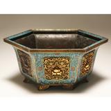 Chinese Cloison footed hexagonal planter realized $16,000 at Antique Helper's March 19 Art and Antiques Auction