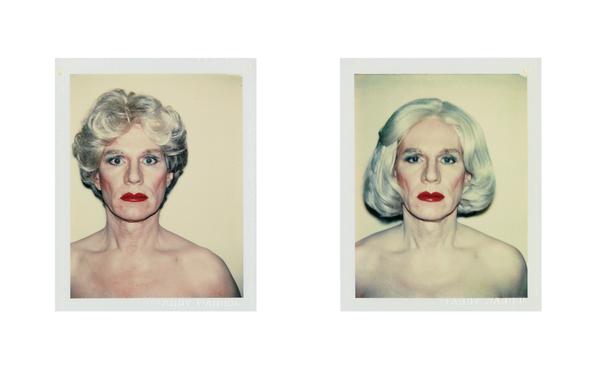 Andy Warhol, Self-Portrait in a Platinum Wig and Self-Portrait in a Platinum Pageboy Wig, two unique Polaroid prints, 1981.  Sold for $33,280 including buyer's premium