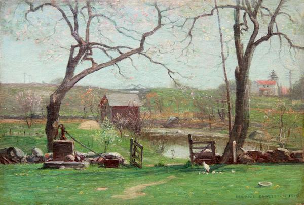 Benjamin Eggleston (1867 - 1937) Spring, 1919 signed and dated, 1919, lower right titled and dated on stretcher oil on canvas 8" x 12" $3,800 