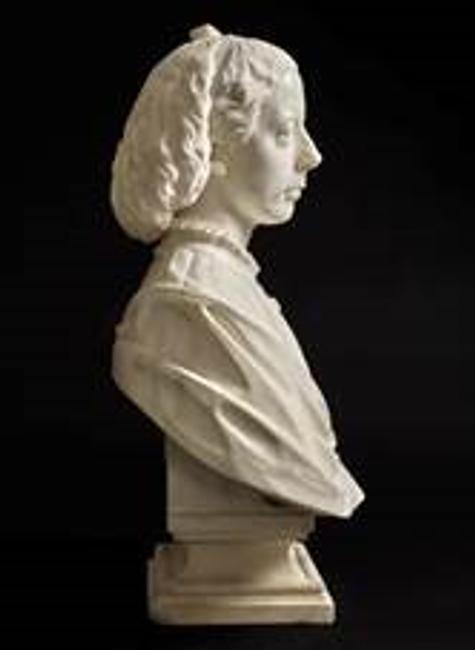 The Carrera marble bust 72 x 48 cm (28.3 x 19 in) depicting Jessie White Mario (1832-1906) circa 1867-68 - "An honor to her sex and to Britain’s great name" (W.  P.  Garrison in The Nation, 1906) – is now attributed to the American sculptor Margaret Foley (c.  1827-1877).  