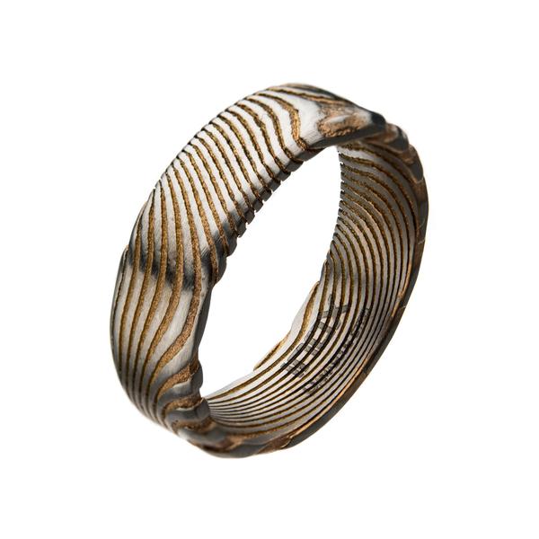 Men's Damascus 7mm Matte Rose Gold Plated Band Ring